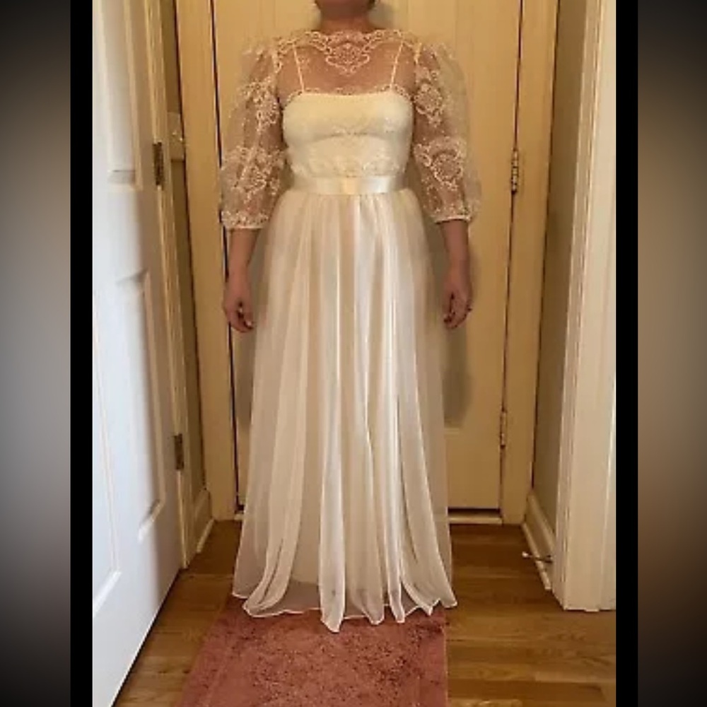 Vintage Alessandro Bridals Wedding Women’s Lace Dress Size 9/10, Ivory